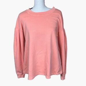 Stateside Coral French Terry Crewneck Puff Sleeve Lightweight Sweatshirt Size XS